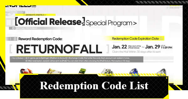 Redeem Codes List | Arknights: Endfield - GameWith
