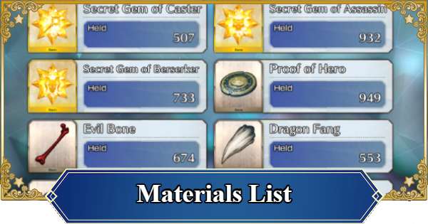 FGO (NA) | Ascension & Skill Materials List and Best Ways to Farm | Fate/Grand Order (English) - GameWith