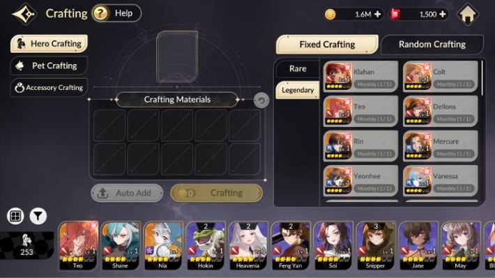 Hero Crafting options  Image