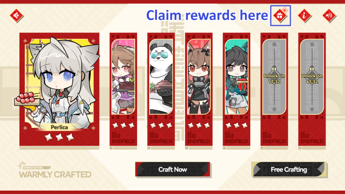 Click Gift icon to claim rewards