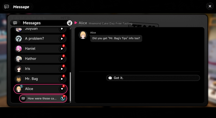 NTE Alice Message