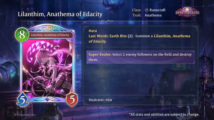 Lilanthim, Anathema of Edacity Infinity Evolved Card