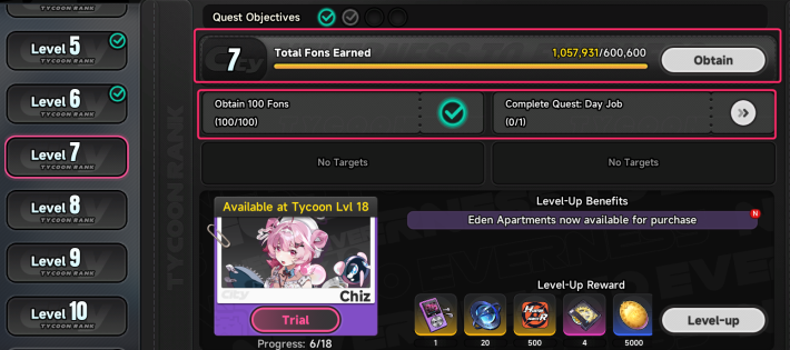 NTE: Neverness to Everness Tycoon Level Image