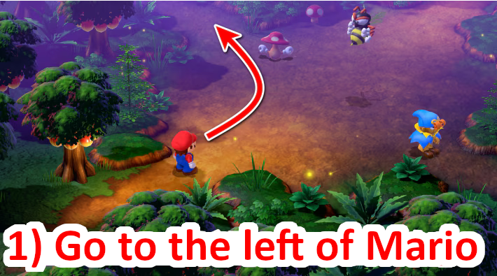 First, to the left of Mario