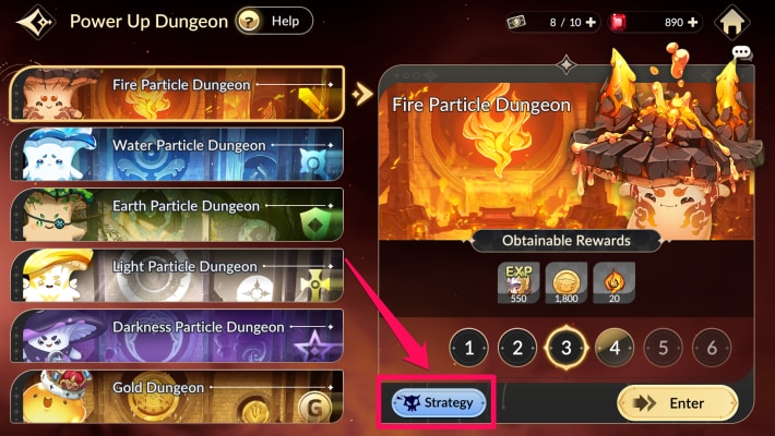 View Strategy Info in Power up Dungeon