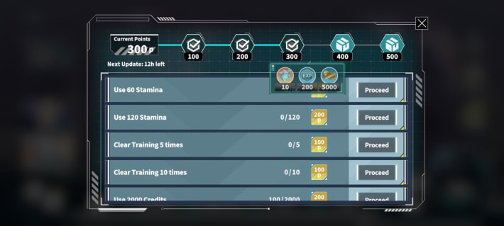 Credits from Missions