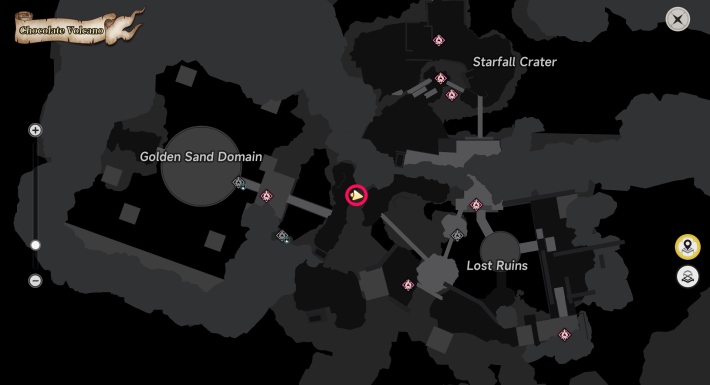 Mapa de ubicación 2 del pasaje oculto en el Volcán de Chocolate de NTE