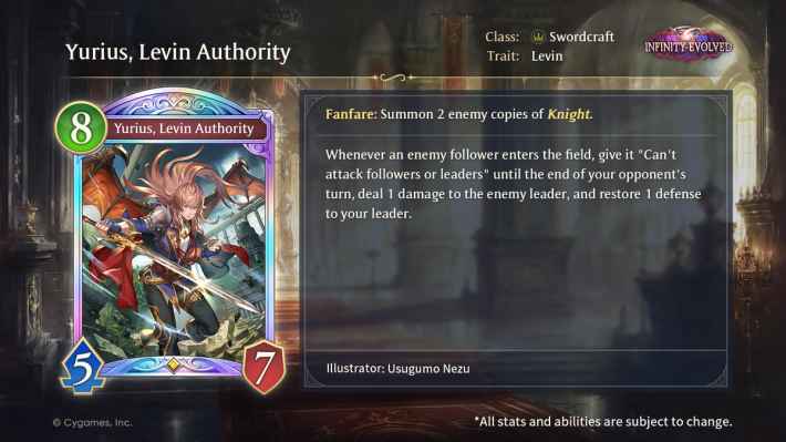 Yurius, Levin Authority Infinity Evolved Card