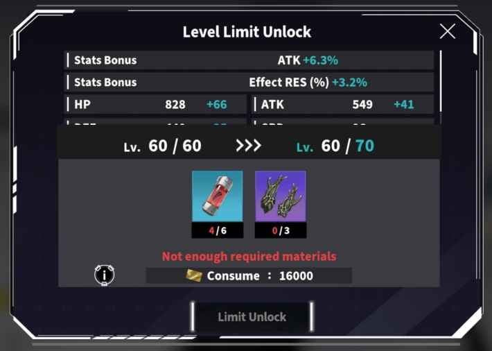 Kaiju No. 8 Synthesis Character Level Limit Unlock Image