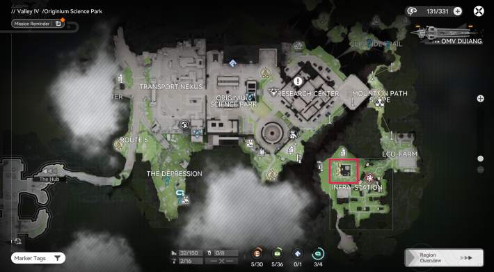 Ubicación del Sub-PAC del Parque Científico de Originium en Arknights: Endfield