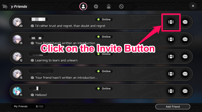 Invite from Friend List
