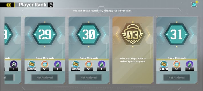 Credits in Player Rank Rewards