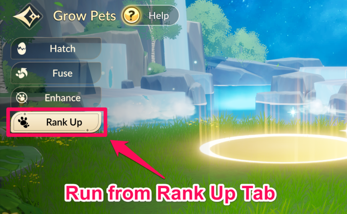 Grow Pets Rank Up Tab