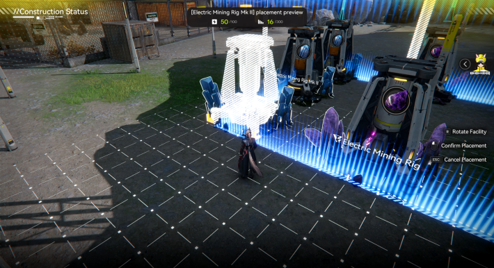 Arknights Endfield Placing an Electric Mining Rig Mk II on a Ferrium Ore Mining Spot