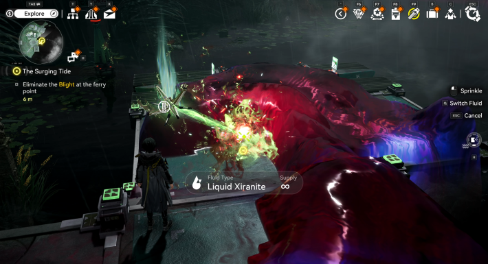 Arknights Endfield Endmin Sprays Liquide Xiranite on Blight Blocking the Port