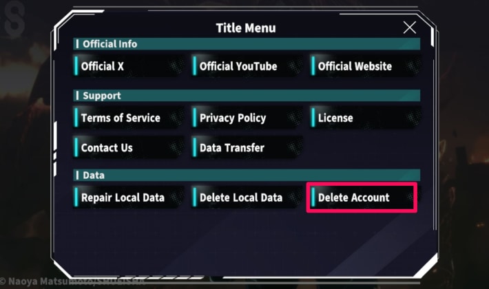 Delete Account Button