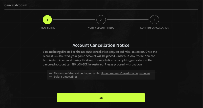 Cancelación de cuenta