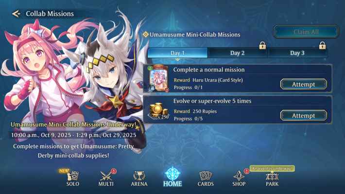 Shadowverse Worlds Beyond Umamusume Mini-Collab Missions