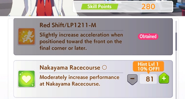Points Needed to Learn Skills