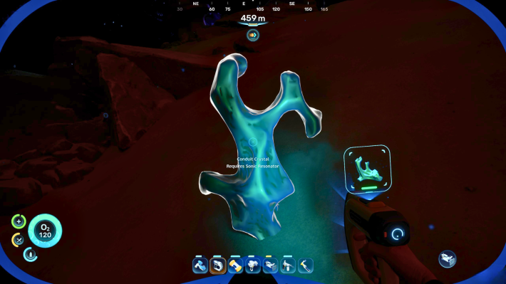 Subnautica 2 Scanning a Conduit Crystal