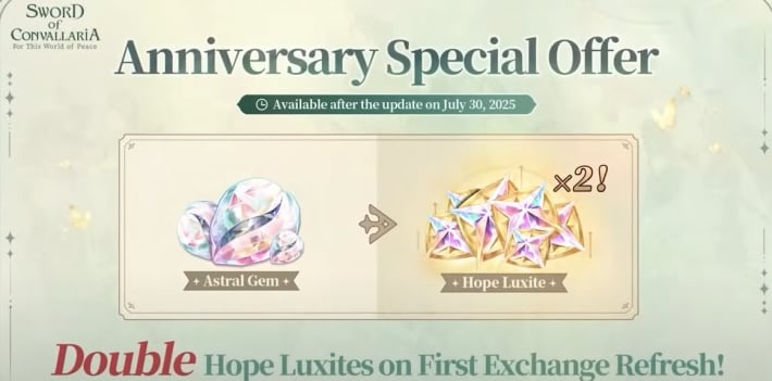 Sword of Convallaria (SoC) - Hope Luxites Double Bonus