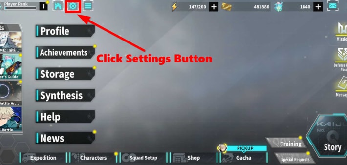 setting button