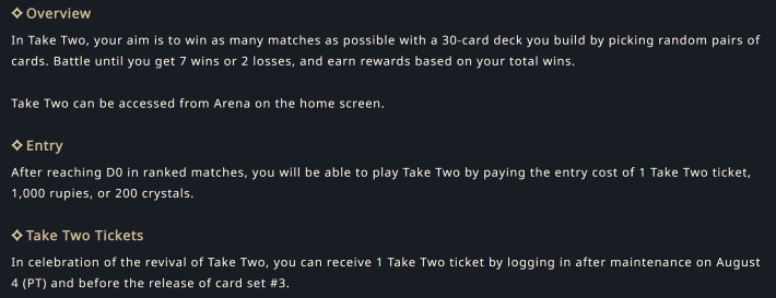 Overview of Take Two
