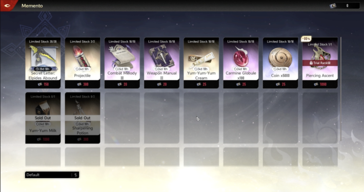 Purchase Items From The Memento Shop