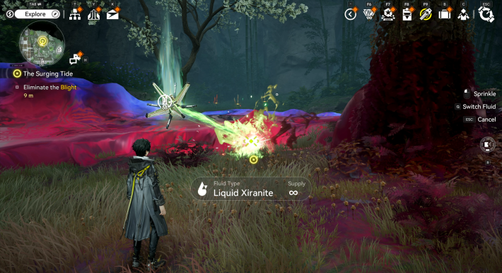 Arknights Endfield Spraying Liquid Xiranite on Blight Core