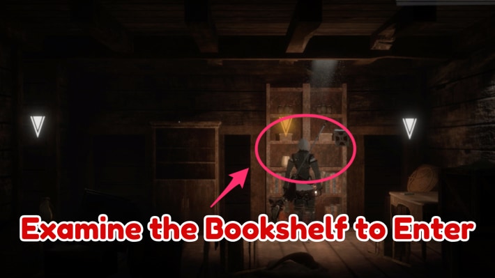 Examine the Bookshelf to Enter
