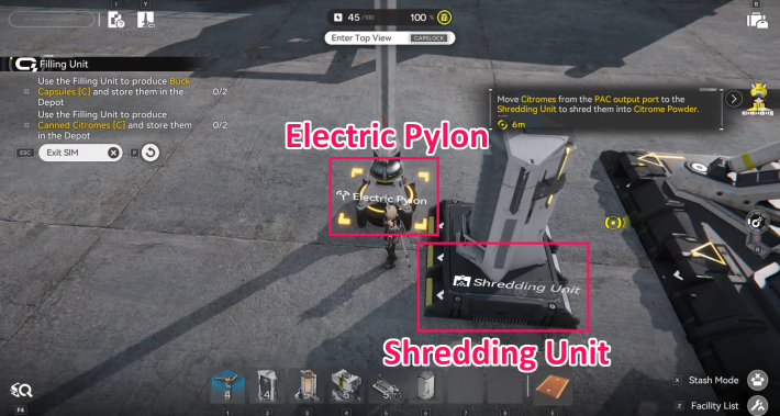 Endfield วาง Shredding Unit และ Electric Pylon ทางด้านซ้ายของ PAC