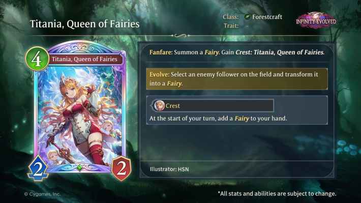 Titania, Queen of Fairies New Infinity Evolved Card
