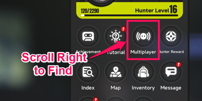 Scroll Right to Find Multiplayer