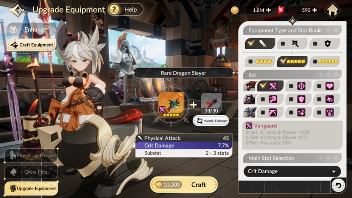 Upgrade or Craft Hero Equipment