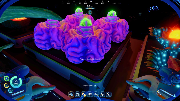 Subnautica 2 Harvesting an Acid Raion