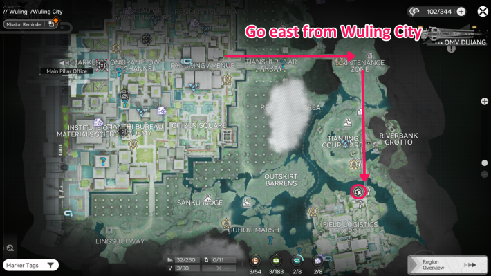 ตำแหน่ง Depot Node ในเมือง Wuling