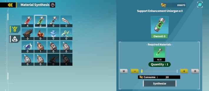 Kaiju No. 8 Synthesis Item Selection