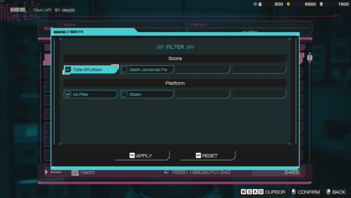 Filtering Options Available