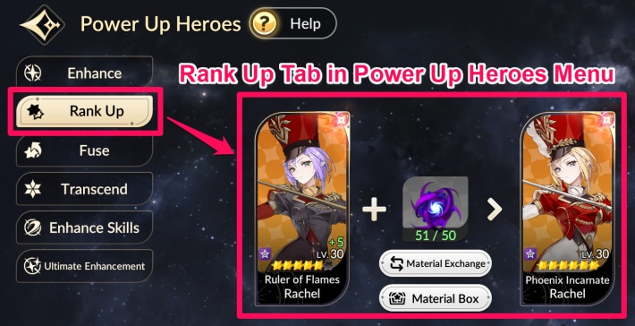 Rank Up in Power Up Menu