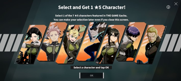 Select Free 5★ Character