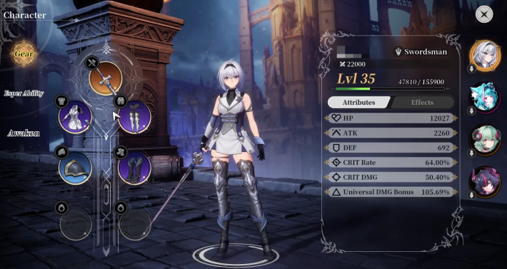 NTE 999 Nights Character Details Screen