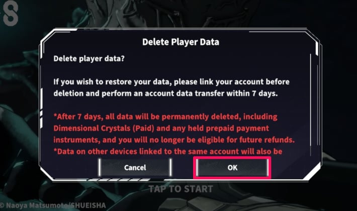 Tap OK on Delete Account