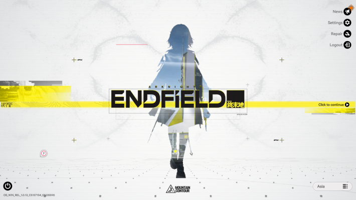 Pantalla de título de Arknights Endfield