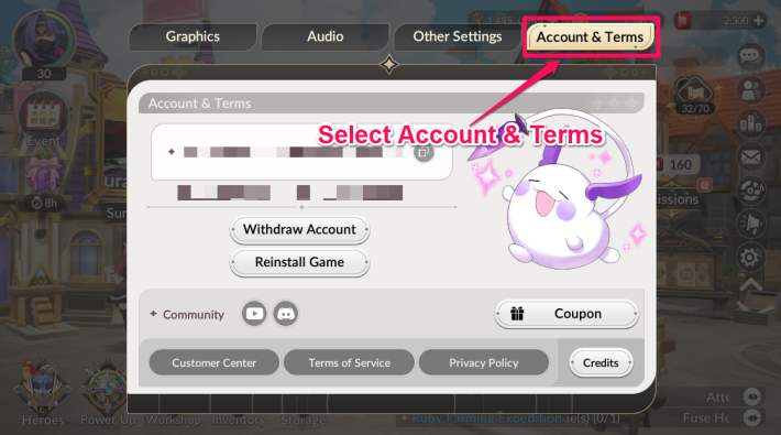 Select Account & Terms