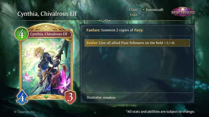 Cynthia, Chivalrous Elf Infinity Evolved Card