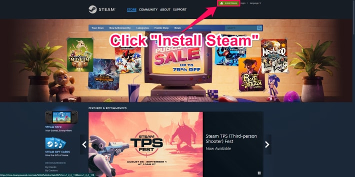 Click to Install Steam