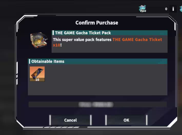 THE GAME Gacha Ticket Pack