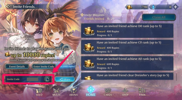 Have Friend Enter Your Invitation Code