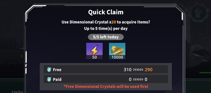 Quick Claim for Expedition