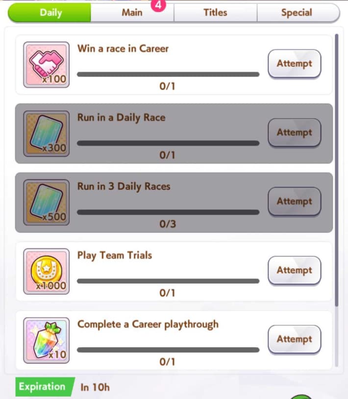Mission screen